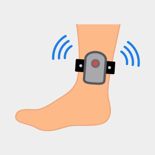 Ankle monitor icon - electronic home monitoring concept